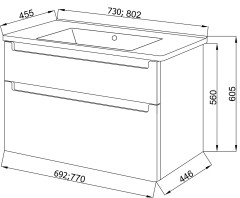 Комплект в ванную Ceruttispa тумба Пьемонт 70 подвесная №2 с умывальником "Кантэ 70"