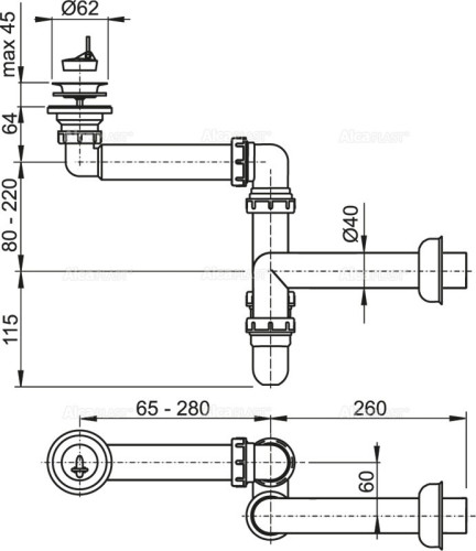 Сифон для раковины Alcaplast A413