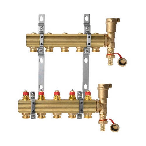 Комплект коллекторов Ридан FHF-5R set с кронштейнами и воздухоотводчиками, 5 контуров