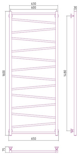 Водяной полотенцесушитель Сунержа Сирокко 1600x600