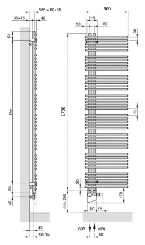 Полотенцесушитель Zehnder Yucca Star YAS-180-050