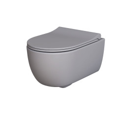 Унитаз Abner 103T20301R (545*360*330) МАТОВЫЙ СЕРЫЙ подвесной БЕЗОБОДКОВЫЙ с тонкой крышкой