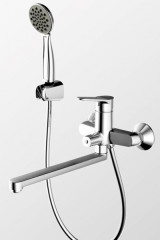 Смеситель для ванны Bravat Eco F6111147C-LB с длинным изливом, шлангом 150 см и душевой лейкой Хром (F6111147C-LB)