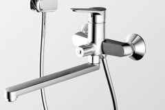 Смеситель для ванны Bravat Eco F6111147C-LB с длинным изливом, шлангом 150 см и душевой лейкой Хром (F6111147C-LB)