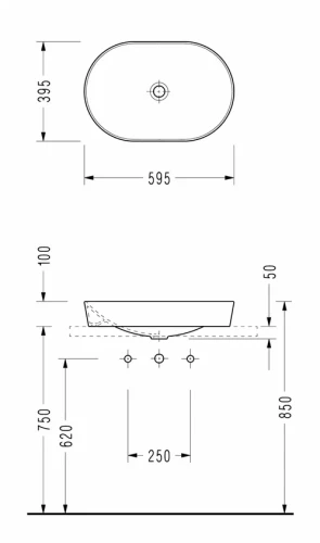 Раковина Serel SAPPHIRE на столешницу 595х395х150