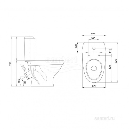 Унитаз-компакт Santeri Вест белый 1.P201.8.S00.00B.F