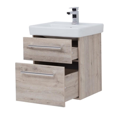 Тумба Q MAX, 55 см, подвесная, 2 ящика, дуб кантри