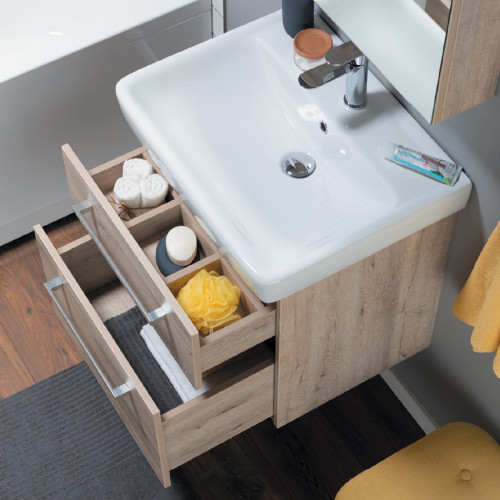 Тумба Q MAX, 55 см, подвесная, 2 ящика, дуб кантри