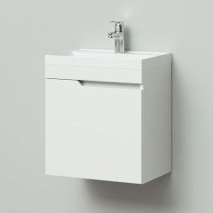 Комплект тумба подвесная Итана Александра 50 (500х350х570) левый с раковиной Classica 50 , белый глянец (295476)