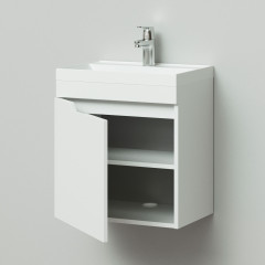 Комплект тумба подвесная Итана Александра 50 (500х350х570) левый с раковиной Classica 50 , белый глянец (295476)