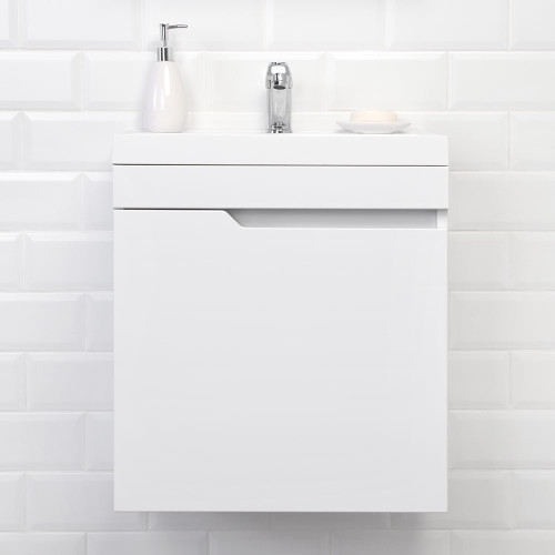 Комплект тумба подвесная Итана Александра 50 (500х350х570) левый с раковиной Classica 50 , белый глянец (295476)