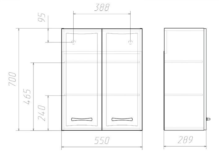Шкаф Мираж-2 55 Идеал Домино