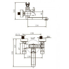 Смеситель для ванны с душем KAISER Saturn (42022)
