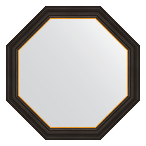 Зеркало настенное Octagon EVOFORM в багетной раме чёрное дерево с золотом, 74х74 см, BY 3876
