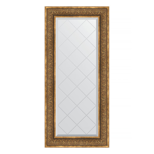 Зеркало настенное с гравировкой EVOFORM в багетной раме вензель бронзовый, 59х129 см, BY 4077