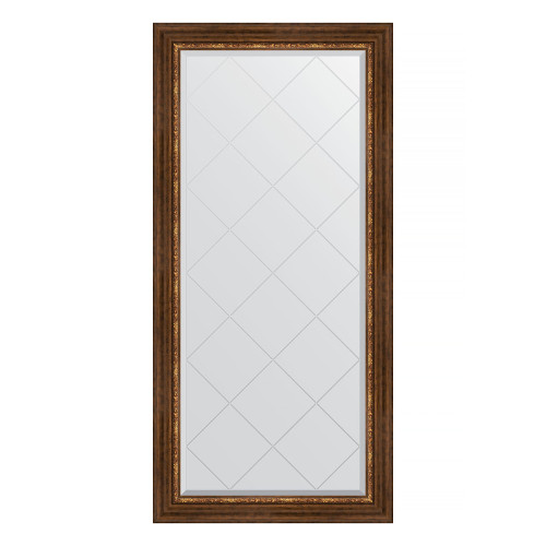 Зеркало настенное с гравировкой EVOFORM в багетной раме римская бронза, 76х158 см, BY 4277