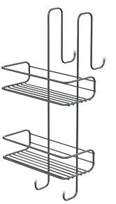 Gedy, решетка прямоугольная 2-х уровневая на душевое стекло с 2-я крючками (24х22хh49), цвет хром