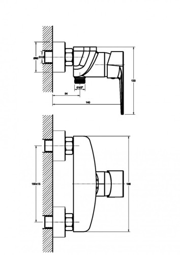 Смеситель для душа Orange Flipo M23-200cr