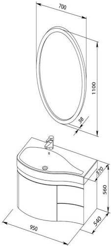 Мебель для ванной Aquanet Сопрано 95 L белый (3 ящика)