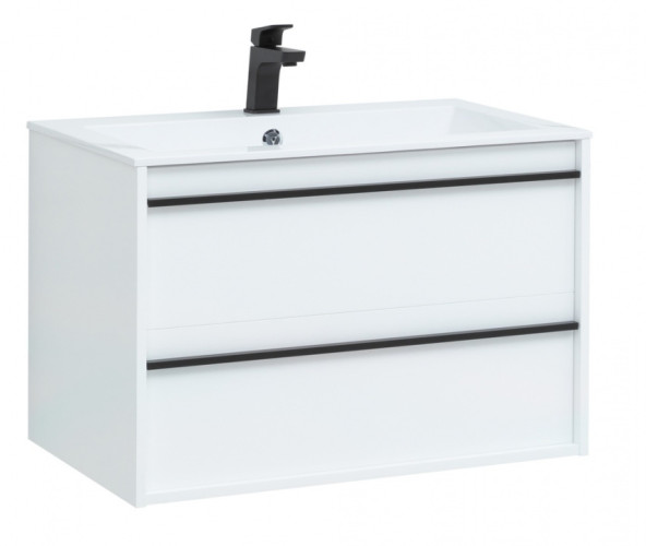 Тумба с раковиной Aquanet Lino 80 белый матовый