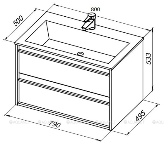 Тумба с раковиной Aquanet Lino 80 белый матовый