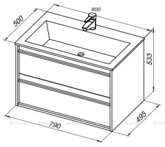 Тумба с раковиной Aquanet Lino 80 белый матовый
