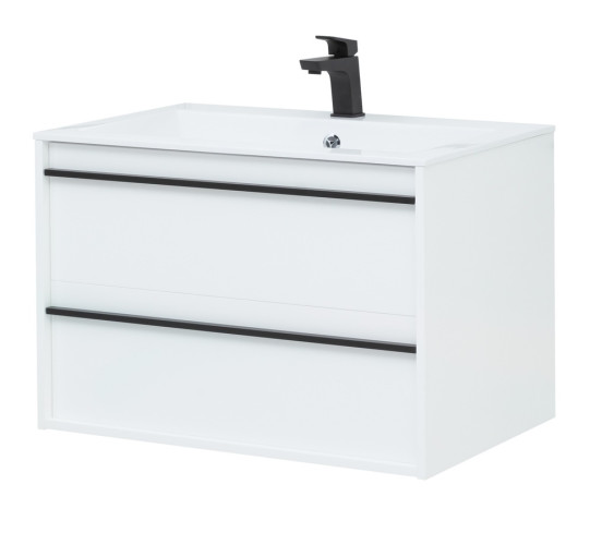 Тумба с раковиной Aquanet Lino 80 белый матовый