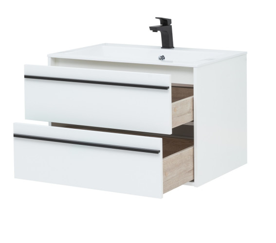 Тумба с раковиной Aquanet Lino 80 белый матовый