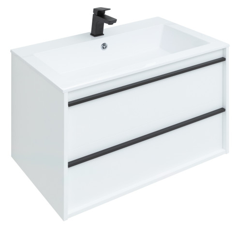 Тумба с раковиной Aquanet Lino 80 белый матовый