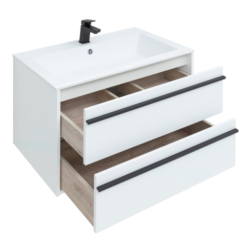 Тумба с раковиной Aquanet Lino 80 белый матовый