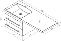 Тумба с раковиной Aquanet Верона 120 R белый (подвесная, 2 ящика)