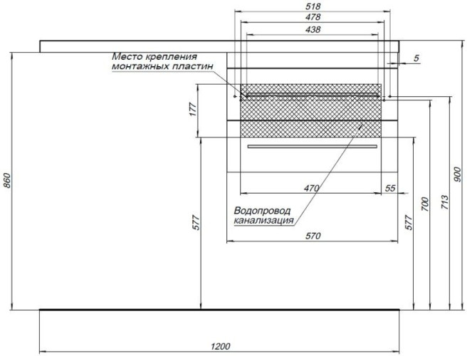 Тумба с раковиной Aquanet Верона 120 R белый (подвесная, 2 ящика)