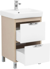 Тумба с раковиной Aquanet Гретта 55 New светлый дуб (2 ящика)