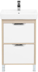 Тумба с раковиной Aquanet Гретта 55 New светлый дуб (2 ящика)