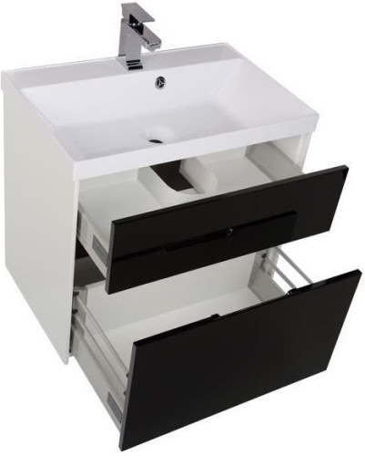 Тумба с раковиной Aquanet Латина 70 черный (2 ящика)