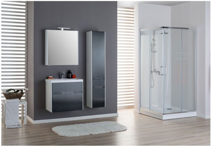 Тумба с раковиной Aquanet Латина 70 черный (2 ящика)