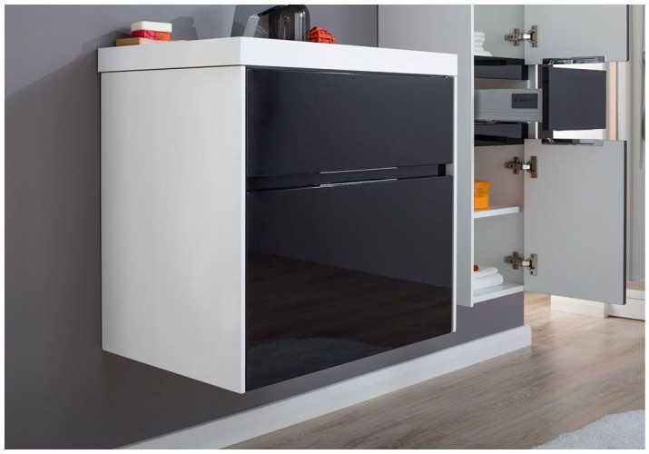 Тумба с раковиной Aquanet Латина 70 черный (2 ящика)