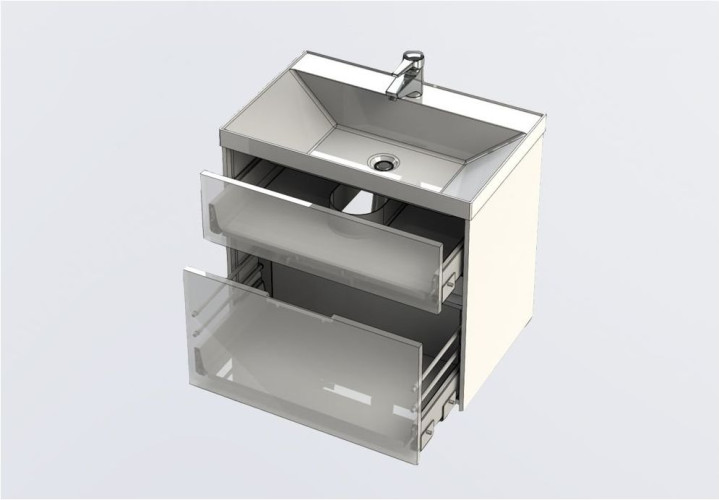 Тумба с раковиной Aquanet Латина 70 черный (2 ящика)