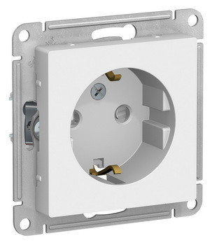 Розетка с заземлением со шторками, 16А, механизм, БЕЛЫЙ Schneider Electric ATLASDESIGN ATN000145