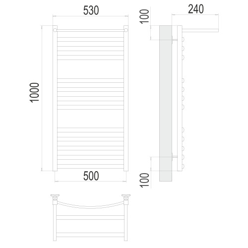 Полотенцесушитель TERMINUS Стандарт Енисей с/п П13 500х1000 NEW