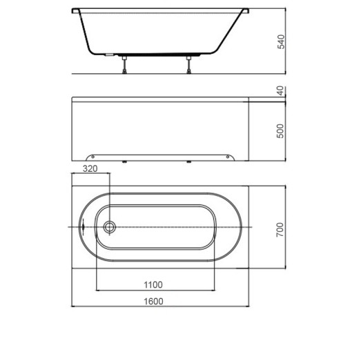 Ванна акриловая AZARIO ALEGRA 160х70 прямоугольная (AV0021160)