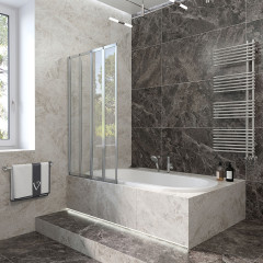 Шторка на ванну Veconi Palau PL-74L, 900x1500, хром, стекло прозрачное