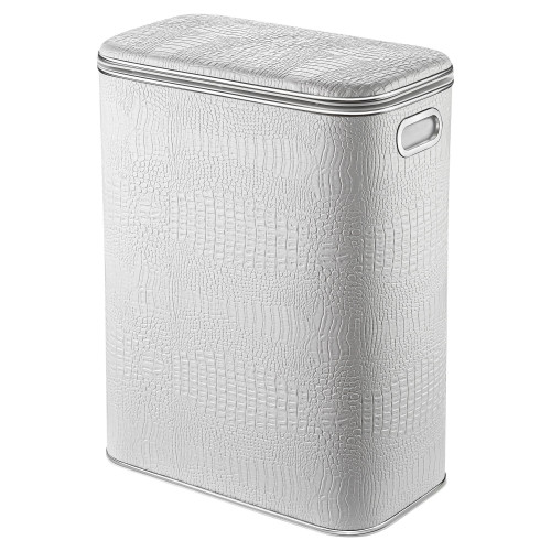 Корзина для белья Geralis KWH-B CROCO белая, кант хром, стандартная