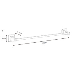 Полотенцедержатель трубчатый AZARIO ALTRE одинарный 60 см, хром (AZ96001)