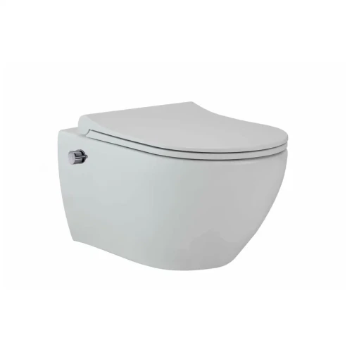 Унитаз подвесной beWash Bogen безободковый с форсункой биде со встроенным смесителем горячей и холодной воды с быстросъёмным сиденьем микролифт белый матовый 88343614 + EVB6383 + EVB3178