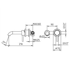 Смеситель для раковины Bossini OKI настенный, встраиваемый, с встроенной частью, цвет черный матовый (Z005302.073)
