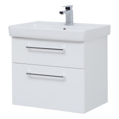 Тумба Q MAX, 60 см, подвесная, 2 ящика, белый глянец