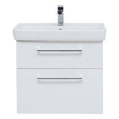Тумба Q MAX, 60 см, подвесная, 2 ящика, белый глянец