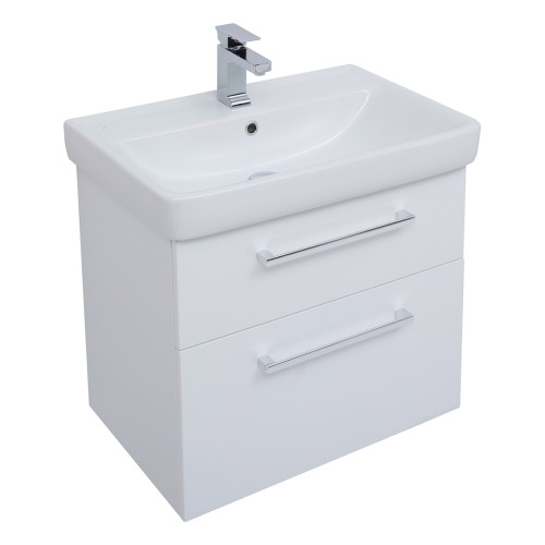 Тумба Q MAX, 60 см, подвесная, 2 ящика, белый глянец