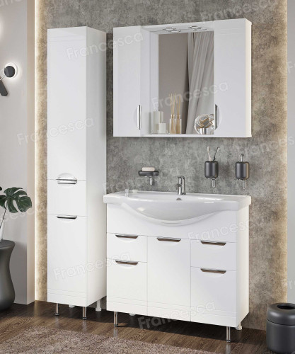 Шкаф-зеркало Francesca Доминго 90 белый 2 шкафа